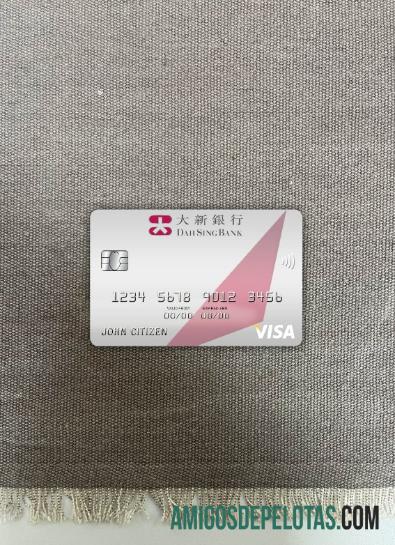 Frente fotográfica do cartão Visa Hong Kong Dah Sing Bank amostra